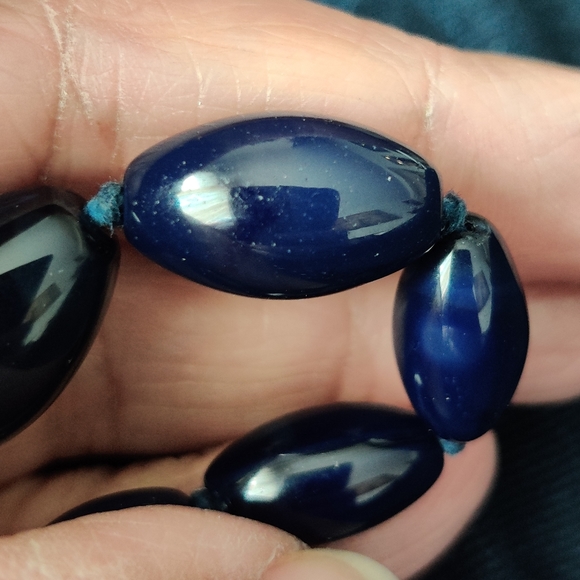 Vintage Cobalt Glass Knotted Long Necklace - Picture 7 of 10